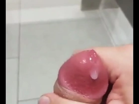 Gay amateur Hunter Roberts returns for a steamy solo session in a public bathroom, teasing his big cock until it erupts in a massive cumshot. Watch him stroke to ecstasy and cover the mirror in hot jizz.