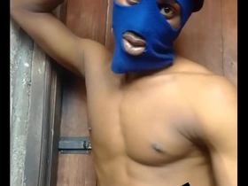 Masked black stud teases with his massive shaft, skillfully stroking for a tantalizing display. The video ends with him reaching ecstasy, releasing a hot load. Enjoy the raw, intense pleasure.
