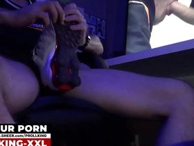 Berlin's naughtiest sneaker boy flaunts his Nikes, teasing with his footwear fetish. He's a kinky bastard with a monster cock, eagerly stroking to a massive cumshot. Raw German amateur action.